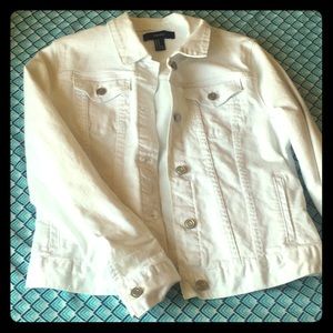 Distressed white jean jacket